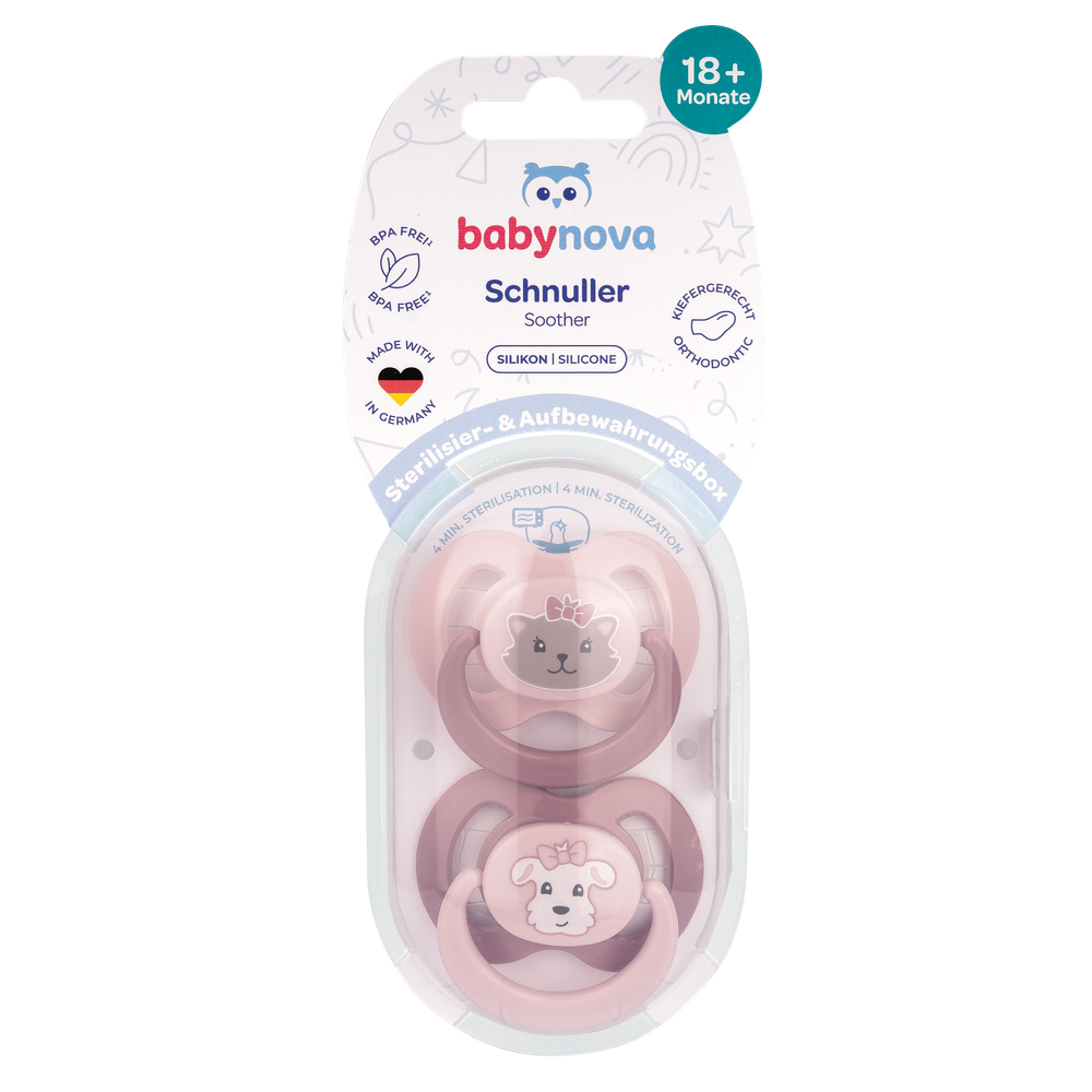 BABY NOVA Silikonska ortodontska duda varalica 18m+ 2kom, Roza slika 4