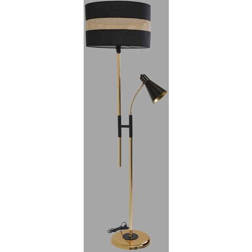 Forza Gold Lambader Silindir 02 Rattan Abajurlu Gold Floor Lamp slika 2