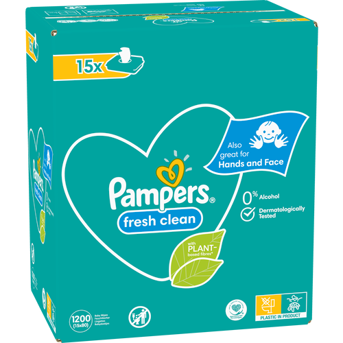 Pampers Vlažne maramice Fresh clean XXL / 15x80 komada slika 2