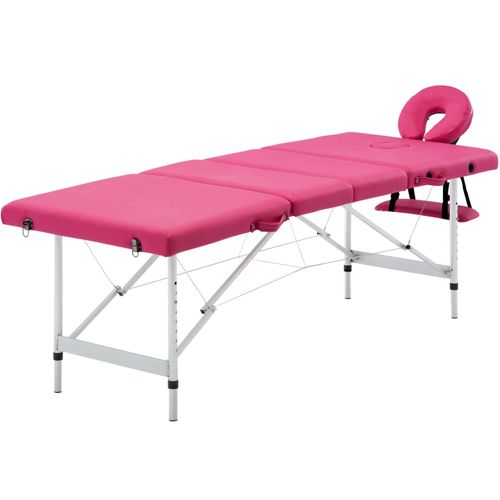 Sklopivi masažni stol s 4 zone aluminijski ružičasti slika 1