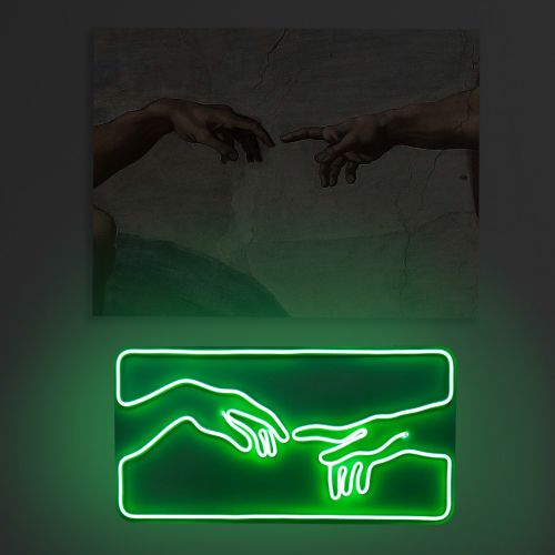 Wallity Ukrasna plastična LED rasvjeta, Creation of Adam - Green slika 9