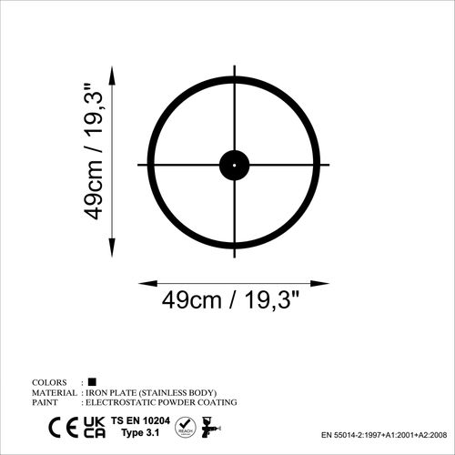 Wallity Ukrasni metalni zidni sat, Simple slika 6