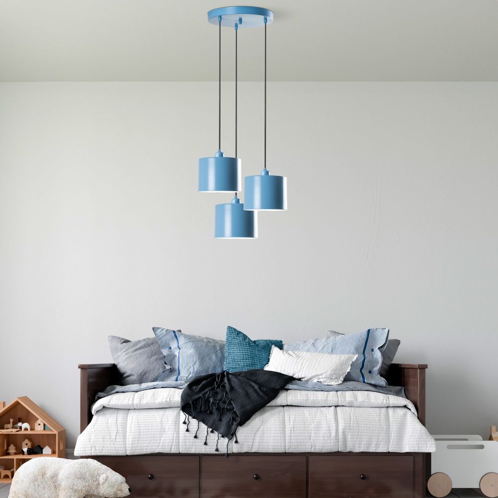 Luster Duz 195Light Blue sa 3 Plafonjere - Svijetloplavi slika 2