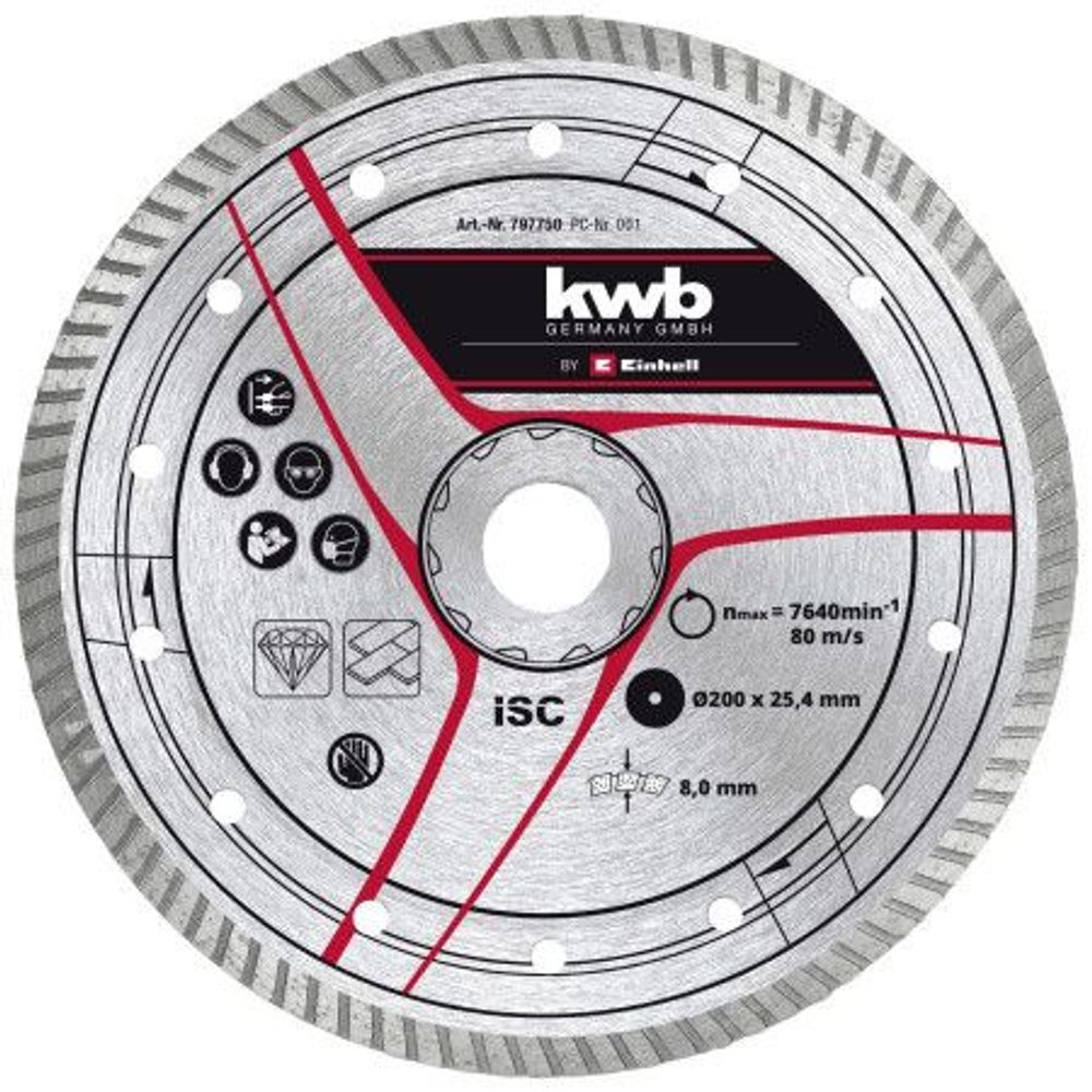 Einhell Pribor za rezače pločica, dijamantska rezna ploča 200x25,4mm, Turbo slika 1