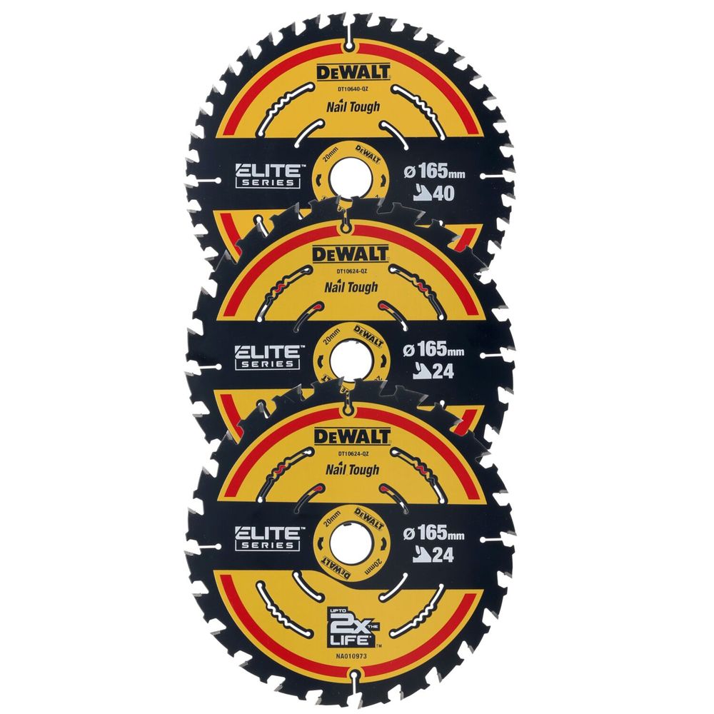 Dewalt list kružne pile 2x165 24T, 1X165 40T 3kom DT10397 slika 2