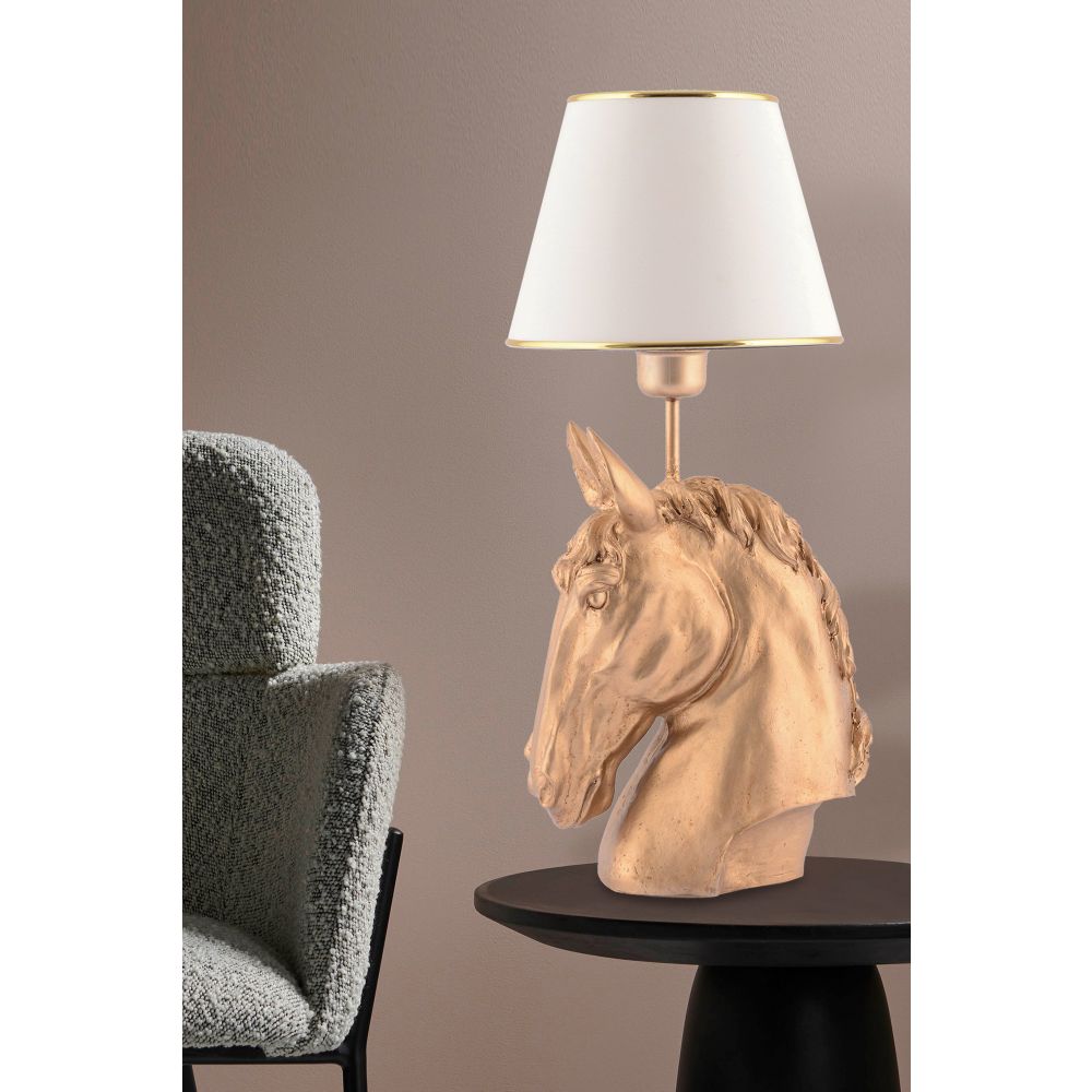 Stolna Lampa s Motivom Konja - Bijelo Zlato slika 1