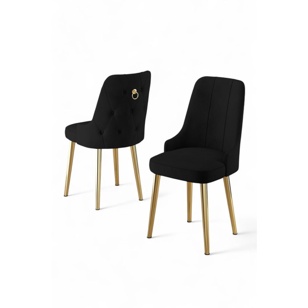 Newa - Crni i Zlatni Set Stolica (4 Komada) slika 2