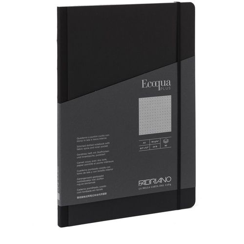 FABRIANO notes Ecoqua plus pocket šiven s platnenim rubom 9x14 90g 80l na točkice nero 19149008 slika 3