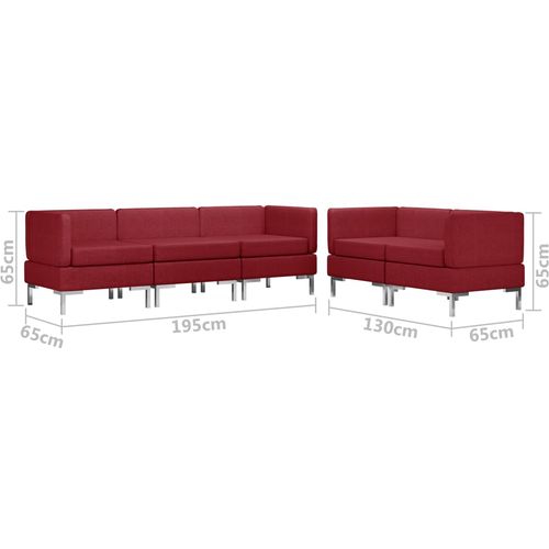5-dijelni set sofa od tkanine crvena boja vina slika 35