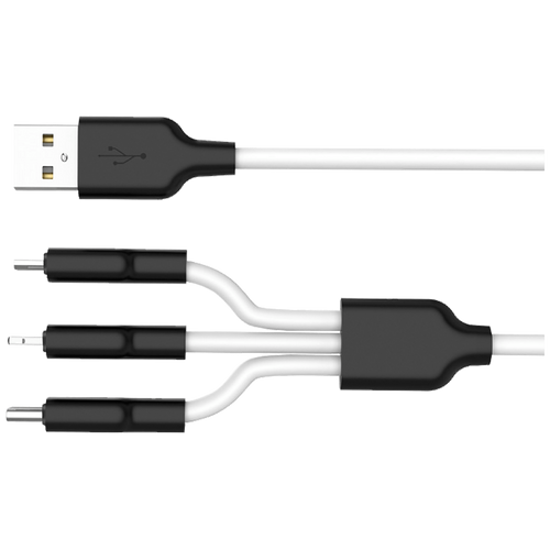 hoco. USB kabel, 3in1, microUSB, type C, Lightning, 1.2 met., 2 A - X21 Silicone 3in1, Black/White slika 3