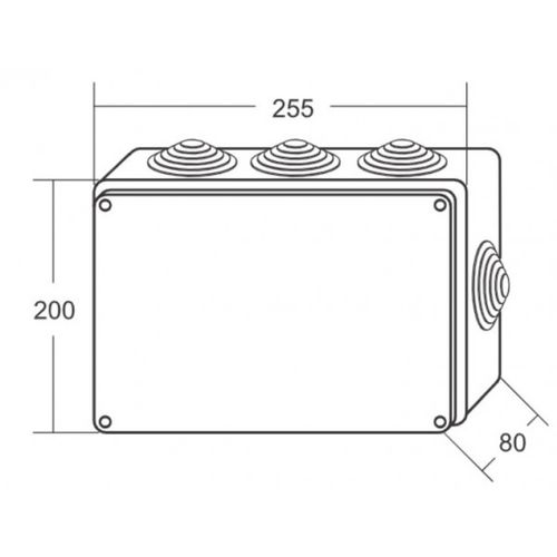 Razvodna kutija sa gumenom zaptivkom ME-K255x200x80mm (12 uvodnica) IP65 slika 2