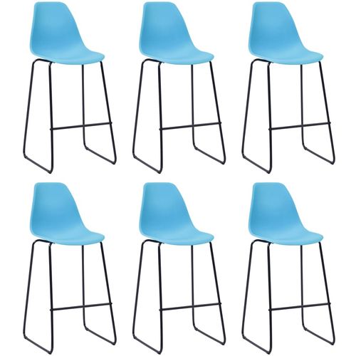 Barske stolice 6 kom plave plastične slika 1