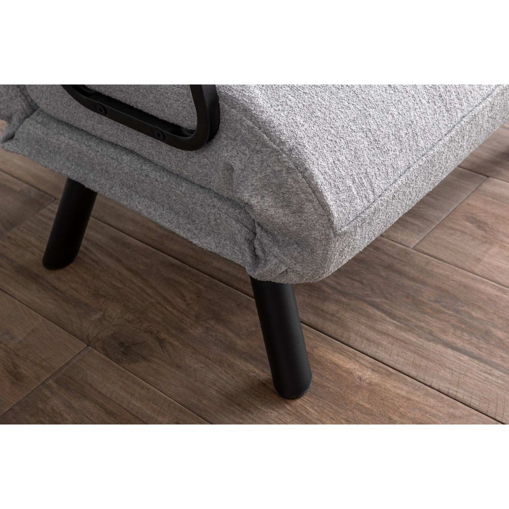 Sando Single - Siva Sofa na Razvlačenje od Teddy Tkanine slika 4