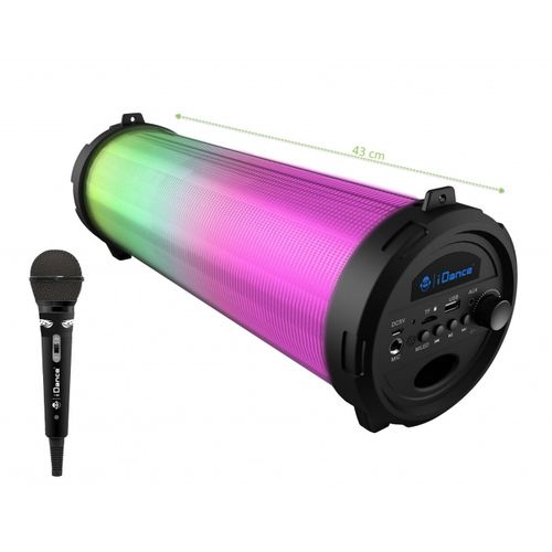 iDance karaoke CYCLONE 410, 50W strong BASS, FM, BT, disco LED, mikrofon, crni slika 1