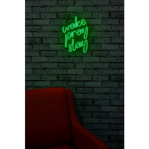 Wallity Ukrasna plastična LED rasvjeta, Wake Pray Slay - Green slika 11