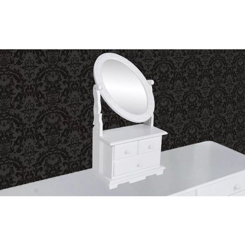 Toaletni Stol s Ovalnim Nagibnim Ogledalom MDF slika 5