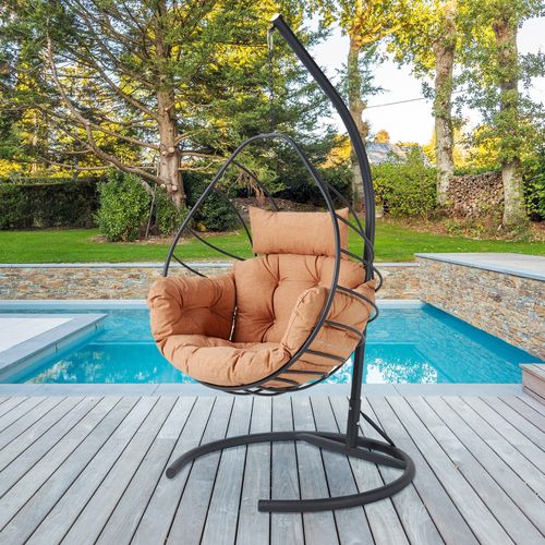 Floriane Garden Vrtna stolica za ljuljanje, antracit smeđa boja, Anka Askılı Bahçe Salıncağı - Cream slika 1
