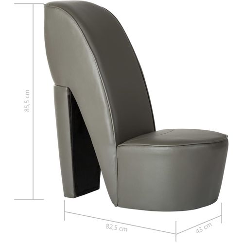 Stolica u obliku visoke pete od umjetne kože siva slika 7