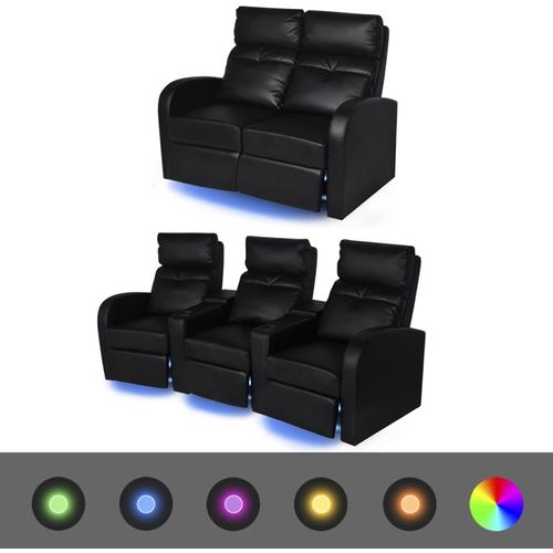 Dvodijelni set LED fotelja 2+3 sjedala od umjetne kože crni slika 22