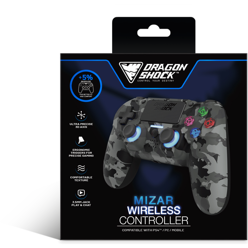 DRAGONSHOCK MIZAR WIRELESS CONTROLLER GREY CAMO PS4, PC, MOBILE slika 4