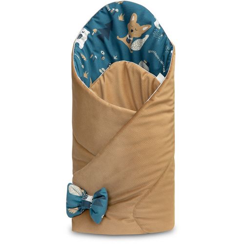 Dvostrani baršunasti pokrivač za bebe 75x75cm šumske životinje plavi slika 2