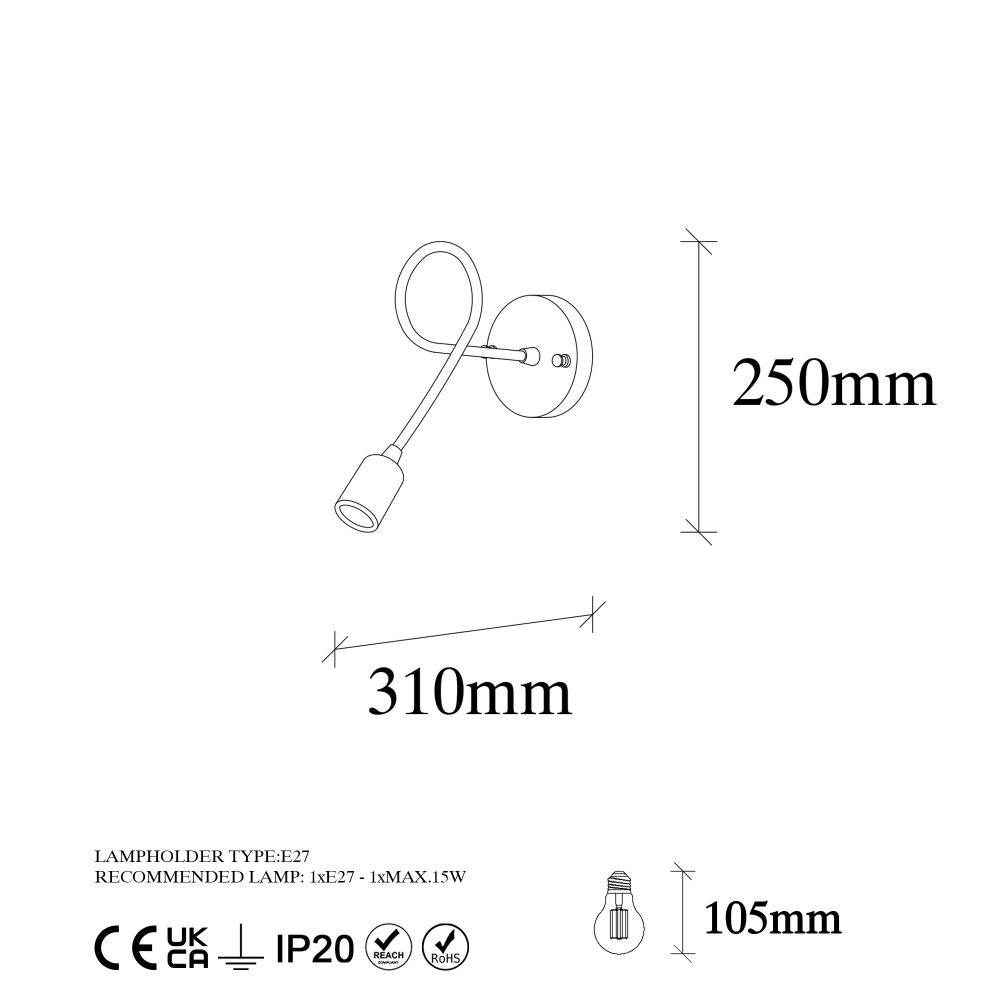 Viraj - 10865 Crna Antikna Zidna Lampa slika 6