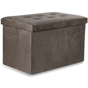 Sklopivi tabure XL s gumbima - 60x38x38cm baršunasto smeđa
