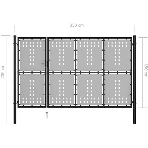 Vrtna vrata čelična 350 x 150 cm crna slika 9