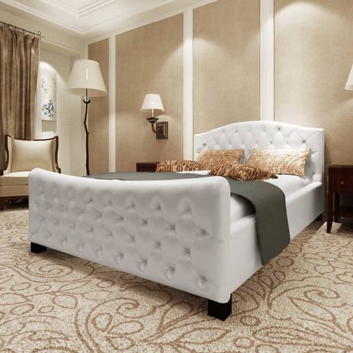 Krevet od umjetne kože s madracem bijeli 180 x 200 cm slika 41