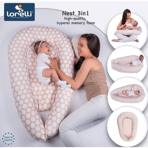 LORELLI NEST 3u1 Gnijezdo za bebu ili Jastuk za dojenje Beige Stars (0+) slika 2