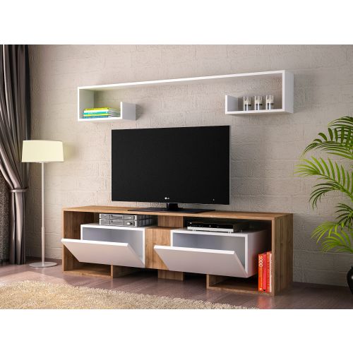 Woody Fashion TV jedinica, Bijela boja Orah, Rose - White, Walnut slika 2