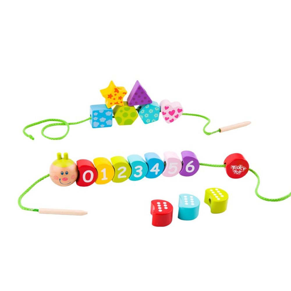 Tooky toy drveni blokovi za navlačenje gusjenice koja uči brojati 20 kom. slika 2
