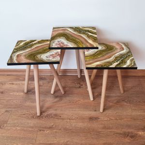 Nesting Table 3Shp296 - Set od 3 komada u bojama: smeđa, bež i zlatna
