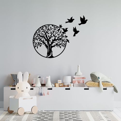 Tree And Birds Black Decorative Metal Wall Accessory slika 1