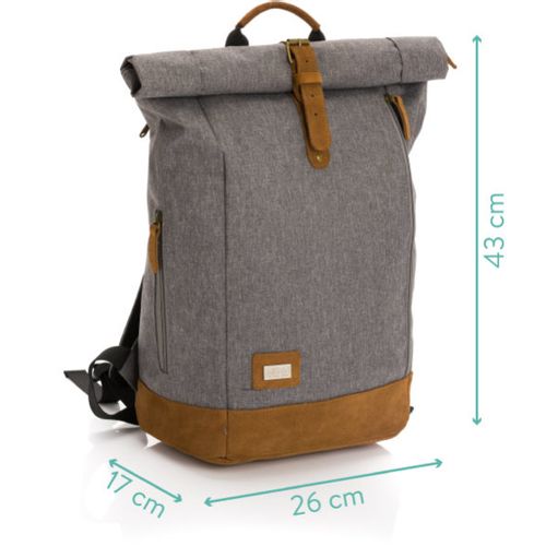 Fillikid torba/ruksak za pelene Rolltop Berlin, crna melange slika 27