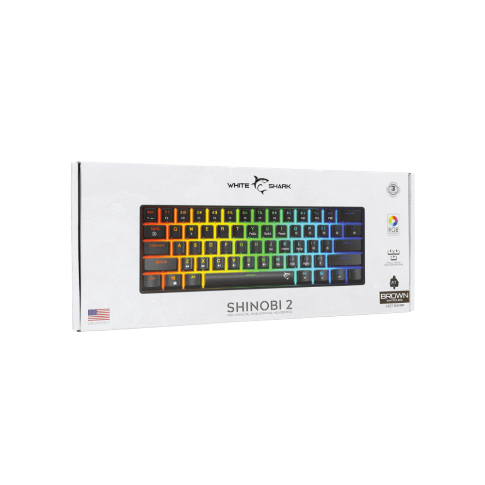 WHITE SHARK Mehanička tastatura GK-004131 SHINOBI-2 / US, smeđi prekidači slika 5