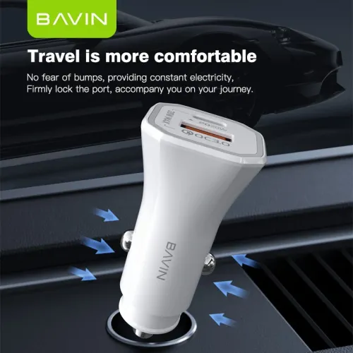 Bavin Auto punjač 20W PD QC3,0 USB&Type C bela slika 4