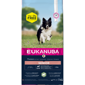 Eukanuba Senior Small&Medium breed, janjetina s rižom 12 kg + 2 kg GRATIS