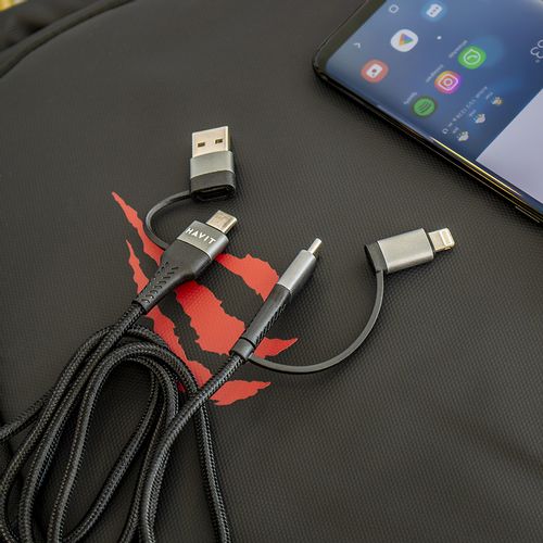 HAVIT 4-u-1 punjački kabel USB / USB-C na USB-C / Lightning, 1M slika 2