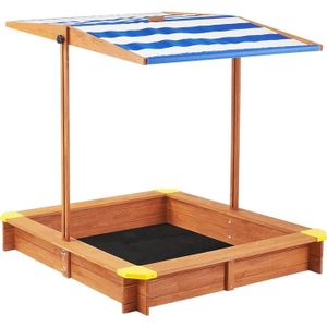 Kinder Home Drveni pješčanik sa podesivom tendom, 118х118cm