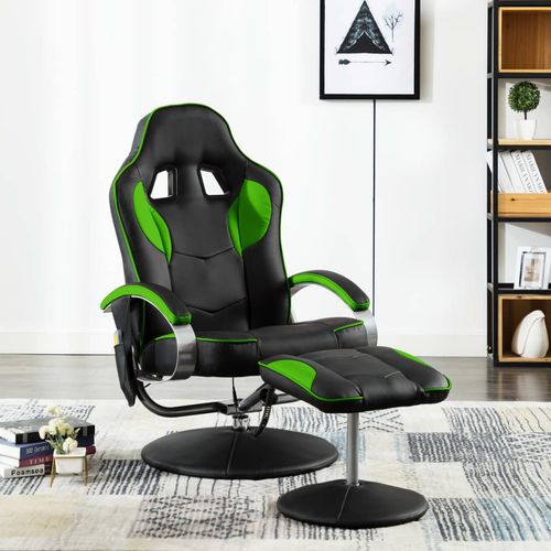 Masažna stolica s osloncem od umjetne kože zelena slika 20