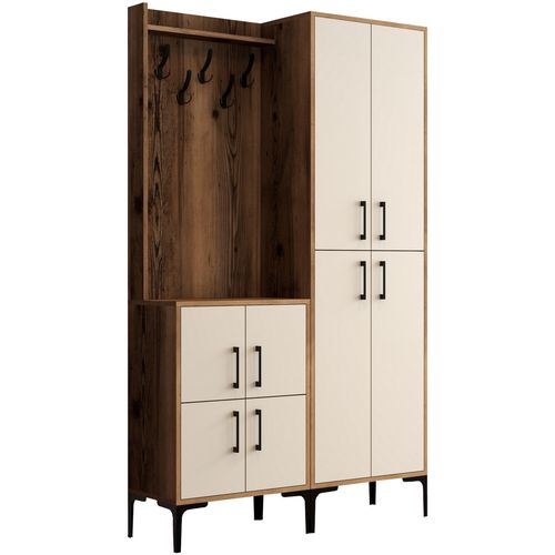 Woody Fashion Ormar za predsoblje, Berlin BA - Walnut, Cream slika 5