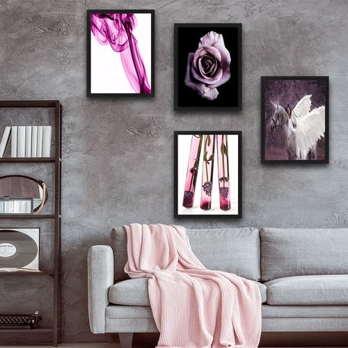 Wallity Uokvirena slika (4 komada), Purple Unicorn Set slika 1