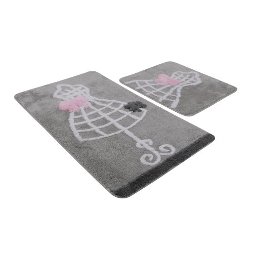 Elbise - Grey Multicolor Acrylic Bathmat Set (2 Pieces) slika 4