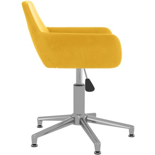 Okretna uredska stolica žuta baršunasta slika 4