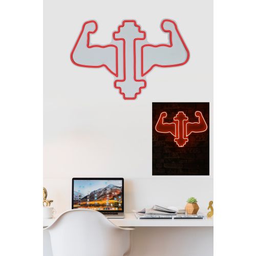 Wallity Ukrasna plastična LED rasvjeta, Gym Dumbbells WorkOut - Red slika 11