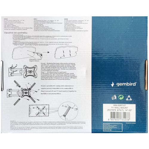 WM-55RT-07 ** Gembird rotate/tilt VESA max. 40x40cm 14-55 max.20kg (819) slika 3