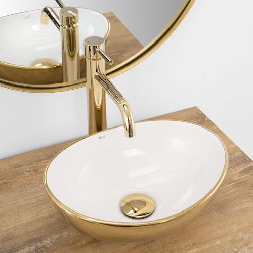 Nadgradni umivaonik Rea Sofia mini GOLD / WHITE Shiny slika 7
