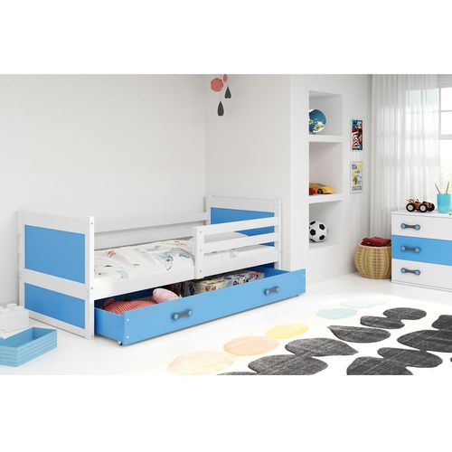 Drveni dečiji krevet Rico - belo - plavi - 200x90 cm slika 1