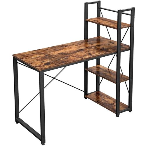 Moderan metalni radni stol s policama - crni  slika 1